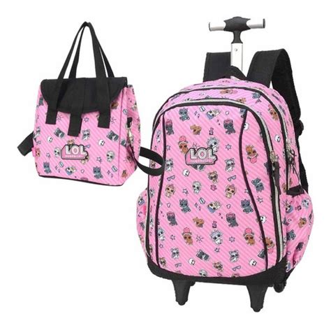 mochila com rodinha e lancheira menina|Mochila Rodinha Com Lancheira Menina .